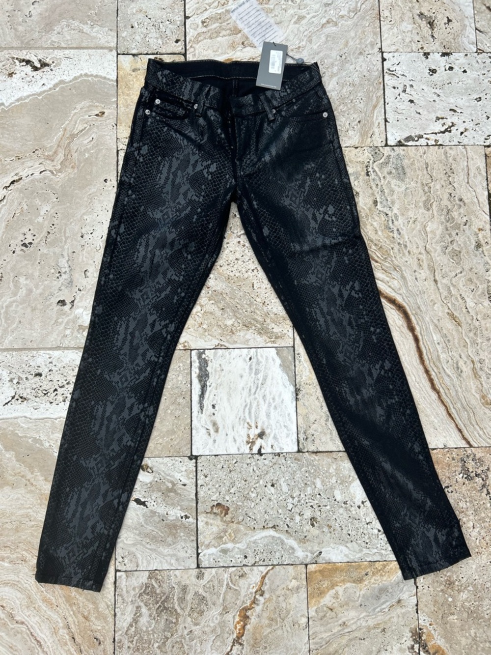 7 For All Mankind Black Skinny Jeans - Snake Print